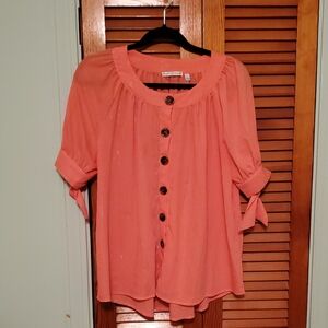 Notations Coral Button-Up Blouse